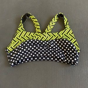 Onzie Polka Dot/Geo Print Racerback Sports Bra M/L